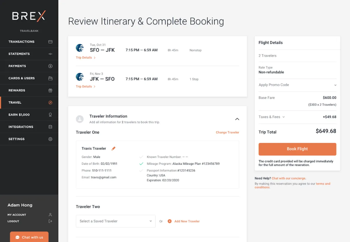 Brex Travel Management