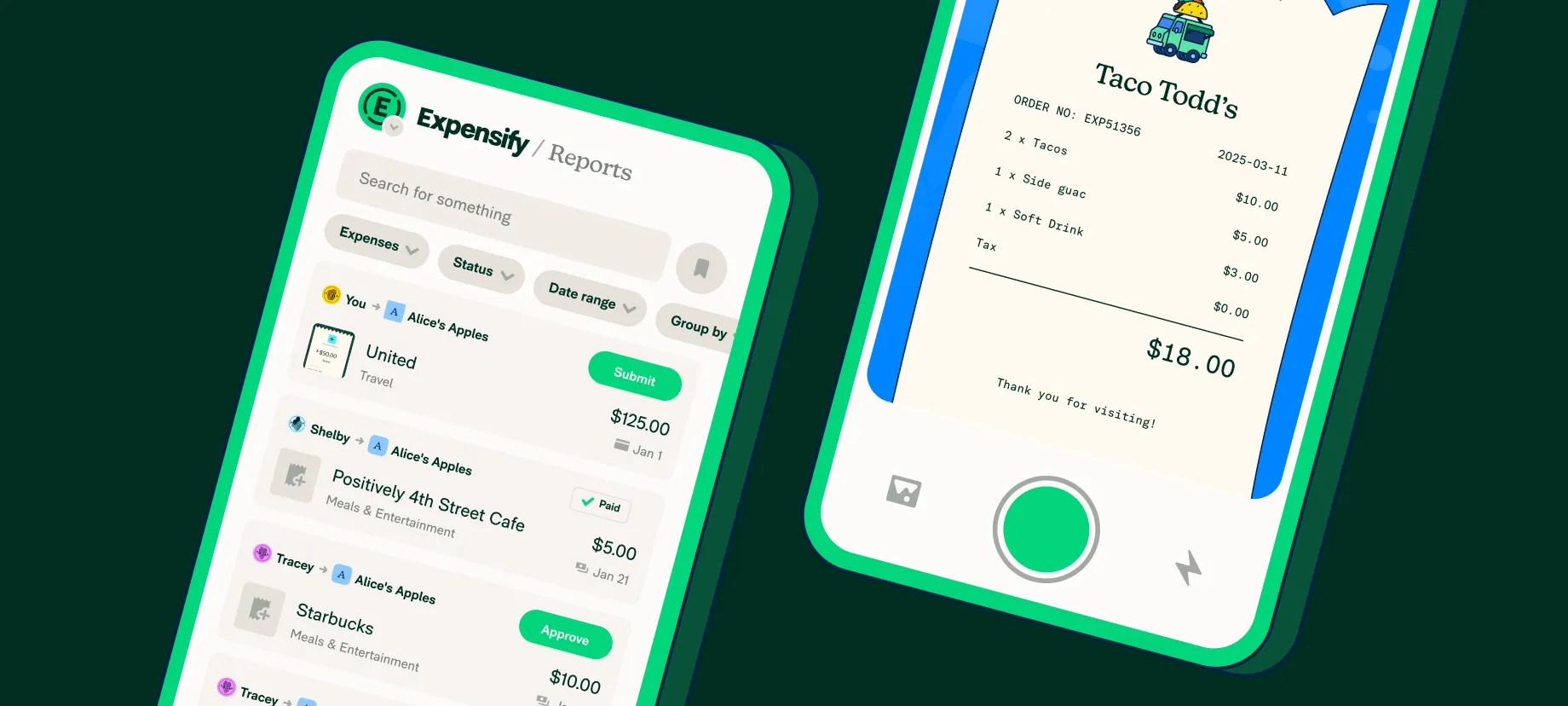 expensify mobile dashboard