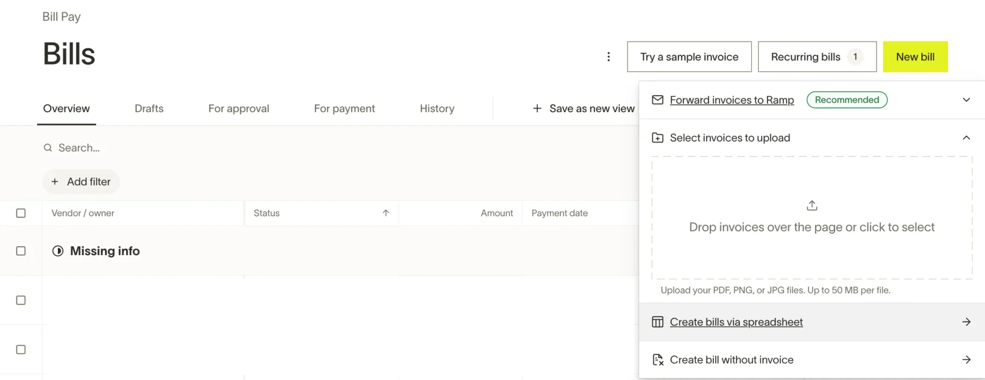 ramp purchase invoice