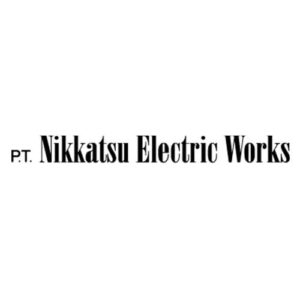 Logo teks "PT. Nikkatsu Electric Works" ditampilkan dalam huruf hitam bergaya serif tebal, tersusun horizontal di tengah latar putih minimalis.