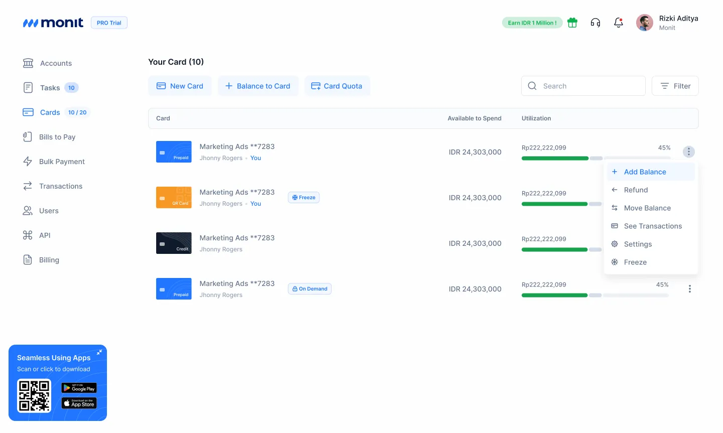 Monit Business Expense Card