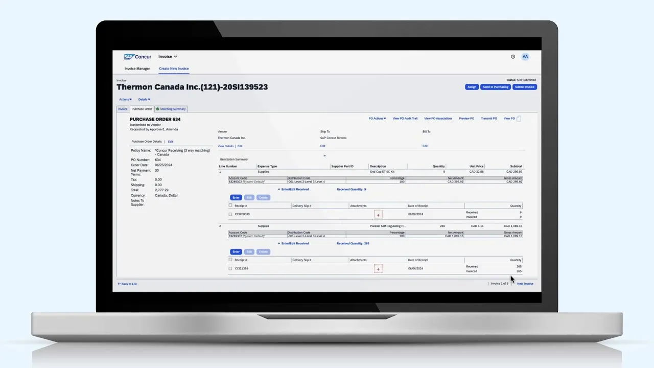 SAP concur invoice account payable