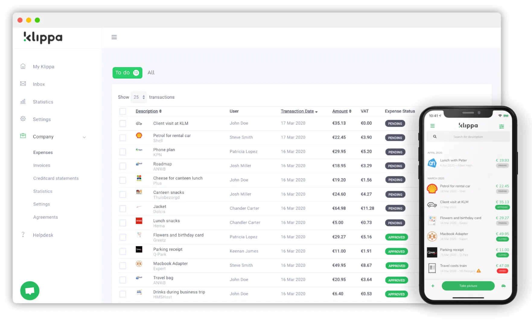 Klippa DocHorizon dashboard