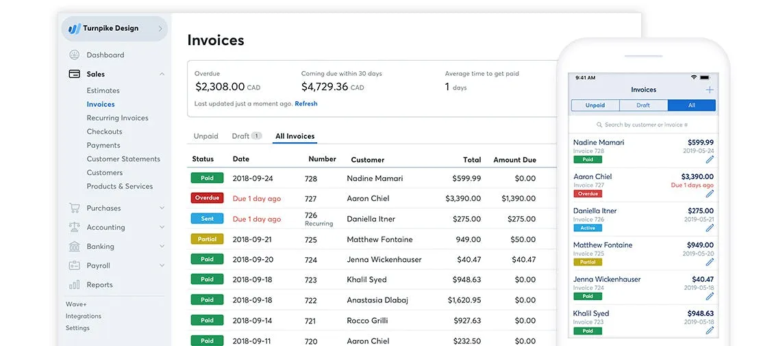 Wave Invoice Dashboard