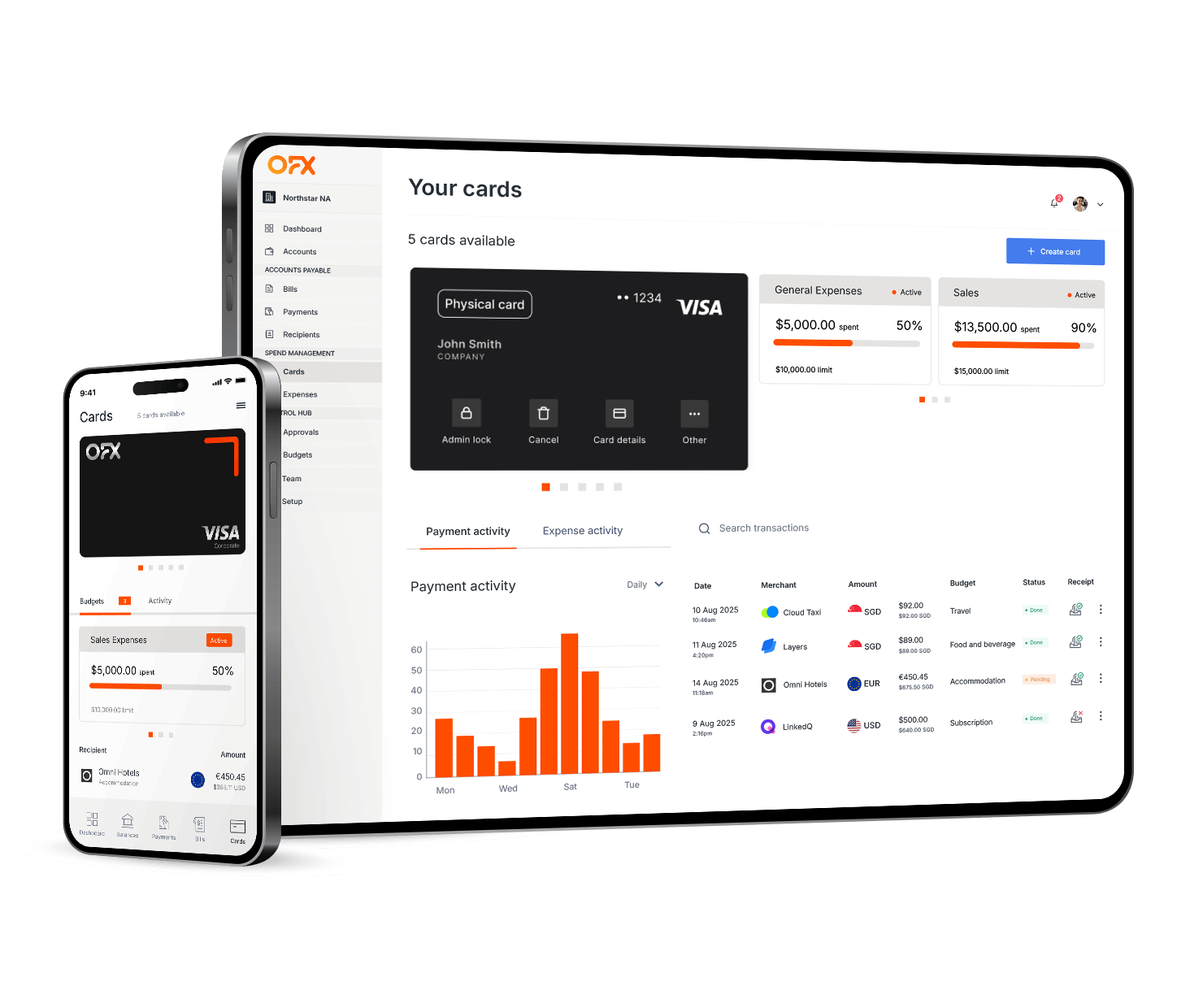 OFX - instant virtual debit card