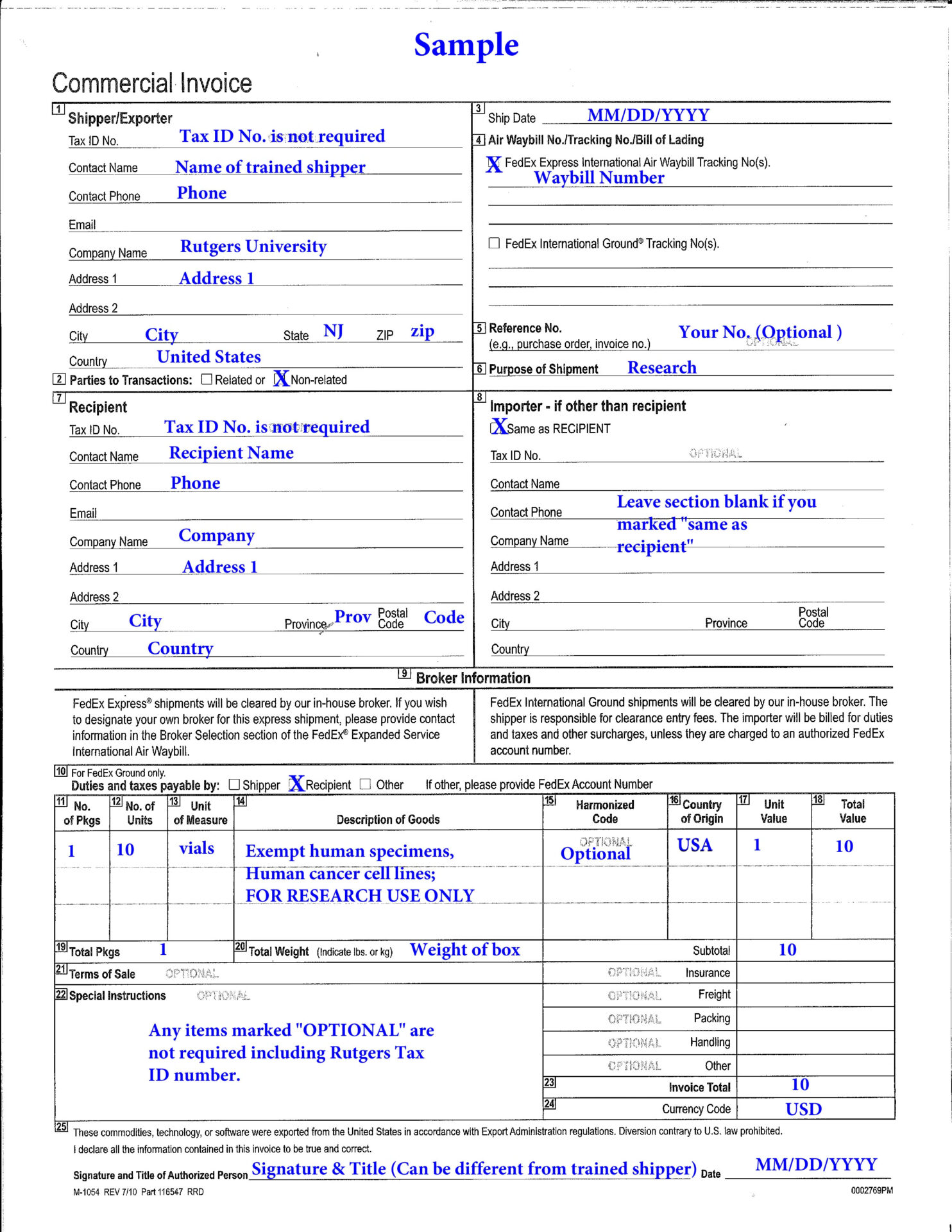 contoh template commercial invoice